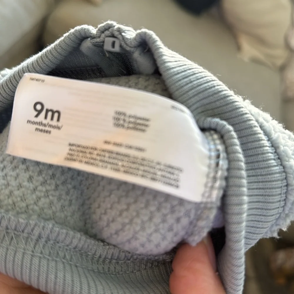 Carters Baby Boy Teddy Fleece Hooded Vest 3D Ears Blue Gray Full Zip 9M